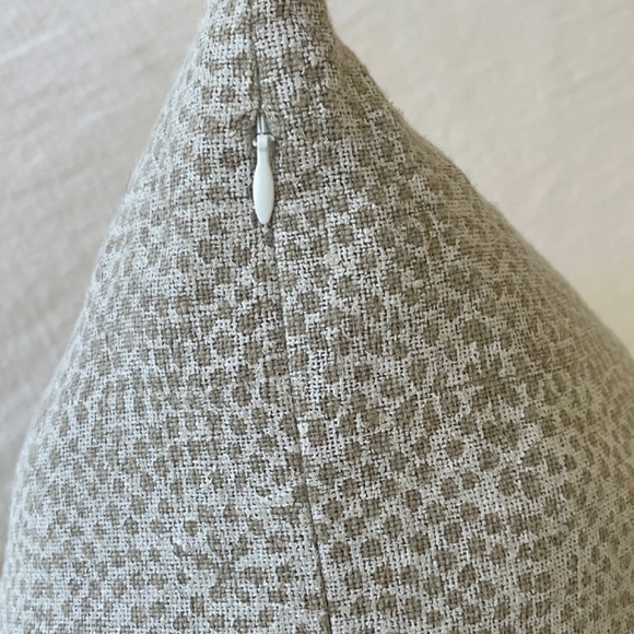 Extra Long Lumbar Pillow with Insert - Wisteria White Block Print - Picture 3 of 3